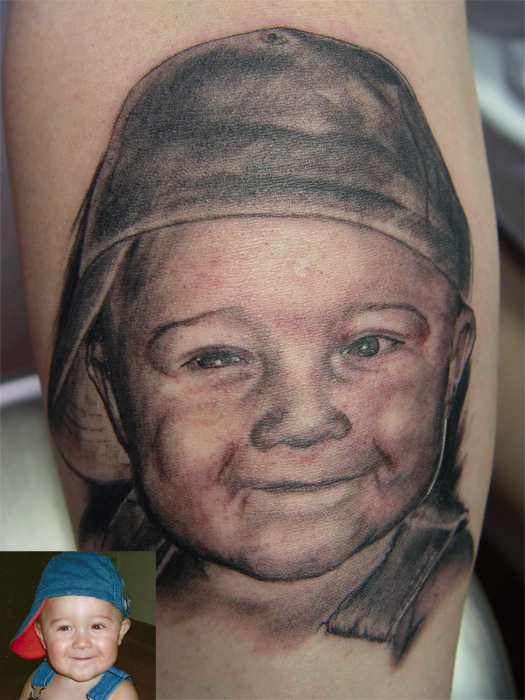 portrait tattoos. Baby Portrait Tattoo by Carter
