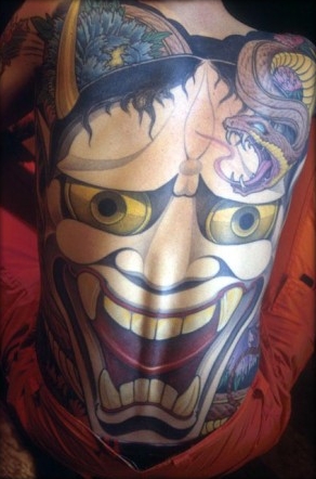 japanese mask tattoo. Japanese Hanya Mask tattoo