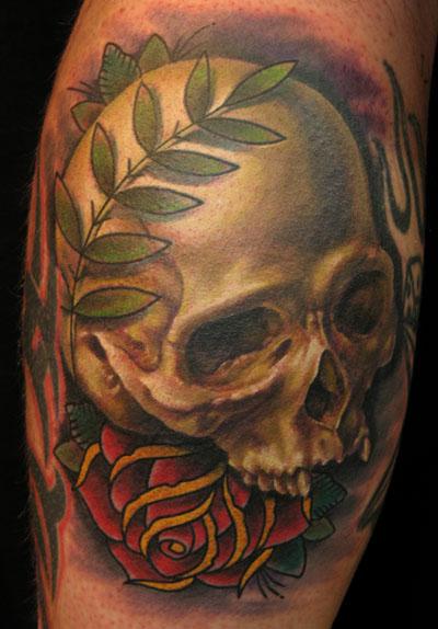 Tattoo Blog Uncategorized Nate Beavers skull flower tattoo picture