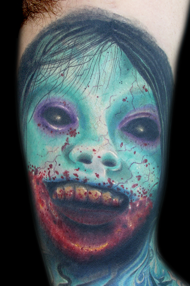 Know a great tattoo artist who is good at zombie tattoo pictures and designs 