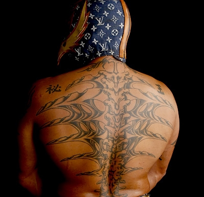 love and death tattoos. rey mysterio back wwe tattoos: