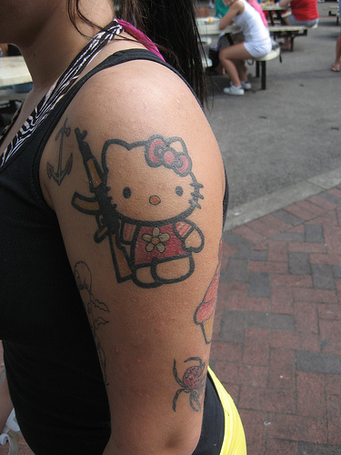 hello kitty tattoo art. hello kitty army tattoo